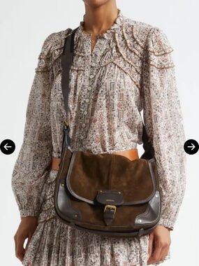 Isabel Marant Sierra Brown Suede & Leather Crossbody Shoulder Bag